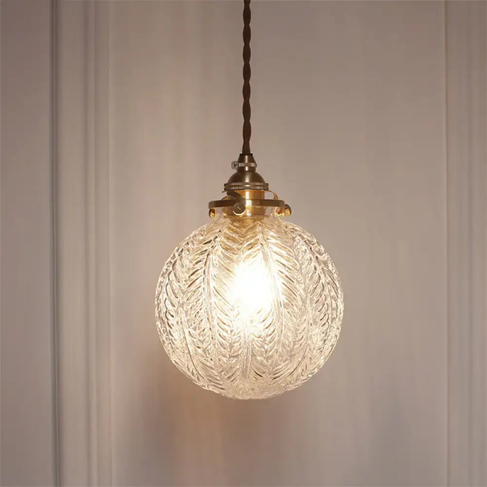 Glass Sphere Ceiling Light by Decorbites with brass hardware and textured clear glass on Tampa Home & Garden Store
