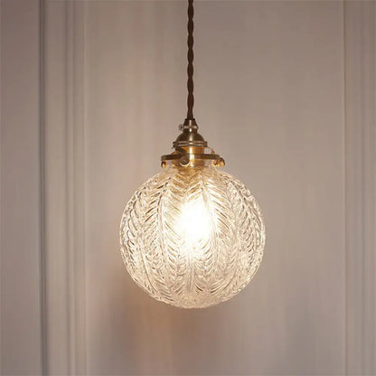 Glass Sphere Ceiling Light by Decorbites with brass hardware and textured clear glass on Tampa Home & Garden Store