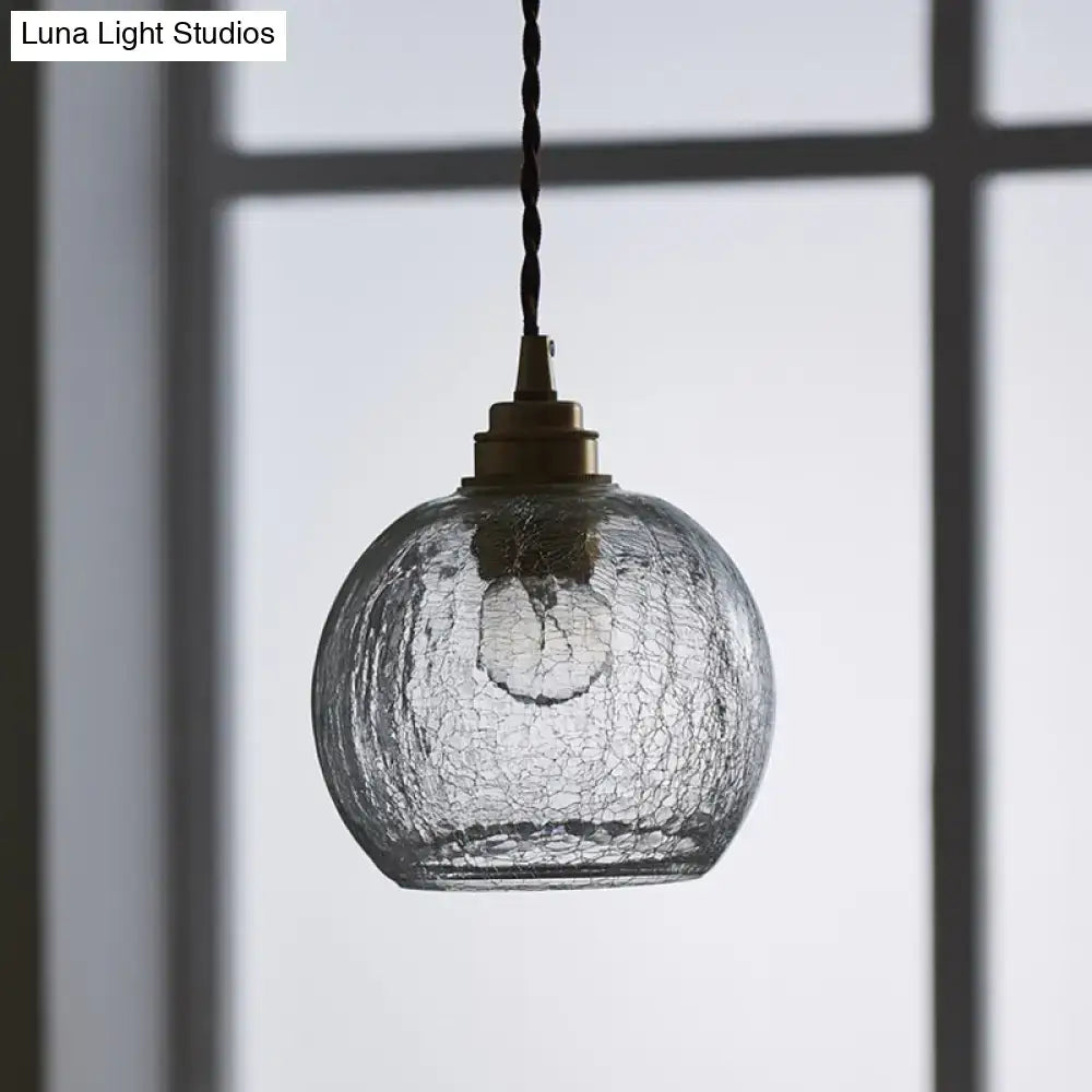 Glass Sphere Ceiling Light pendant with crackled clear glass and brass cap by Decorbites on Tampa Home & Garden Store