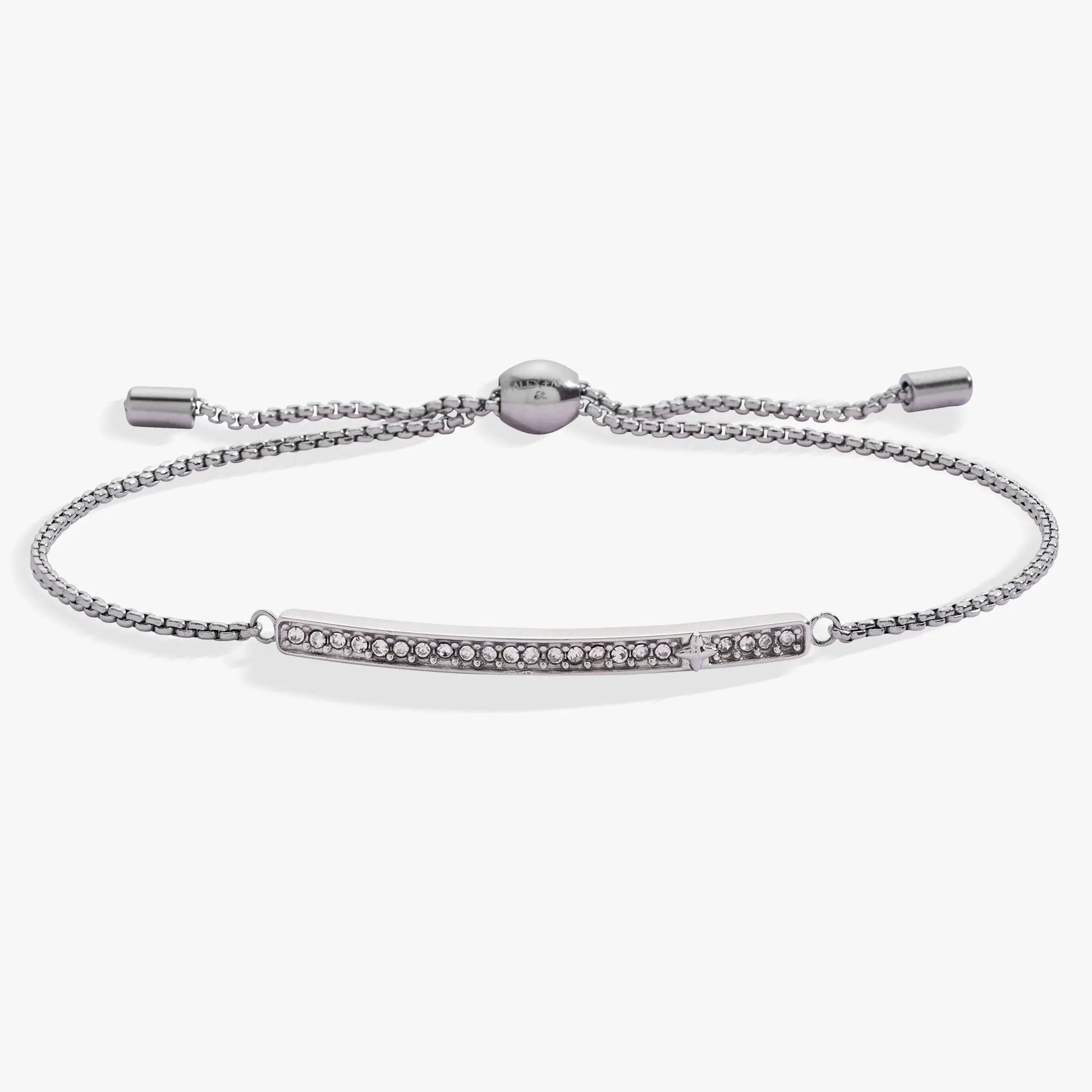 April Everyday Birthstone Pave Bolo Bracelet by Alex and Ani with pavé bar on silver bolo chain on Tampa Home & Garden Store