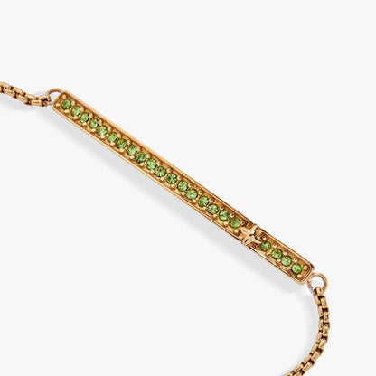 August Everyday Birthstone Pave Bolo Bracelet rose gold with green stones by ALEX AND ANI on Tampa Home & Garden Store