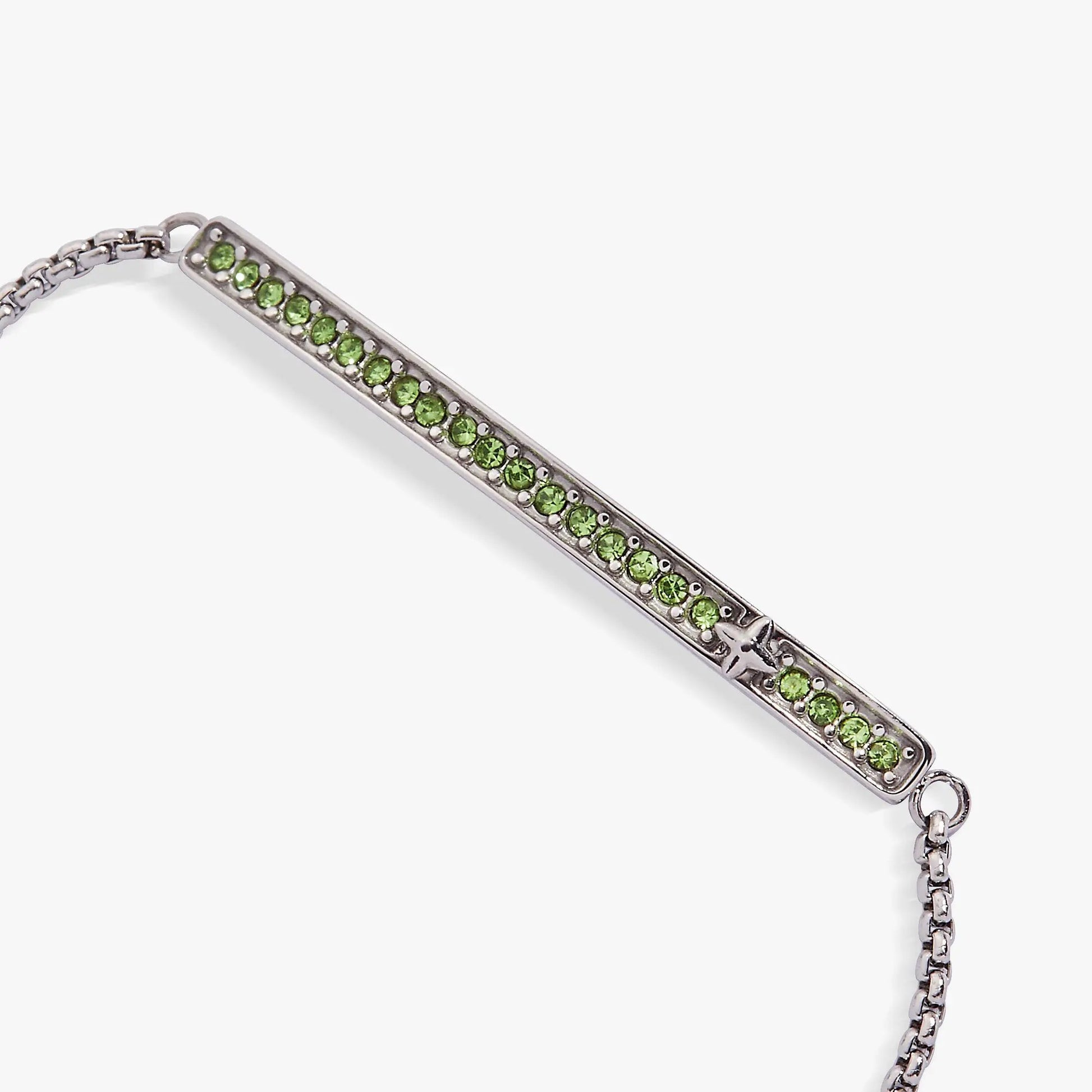 August Everyday Birthstone Pave Bolo Bracelet by ALEX AND ANI with green peridot stones on Tampa Home & Garden Store
