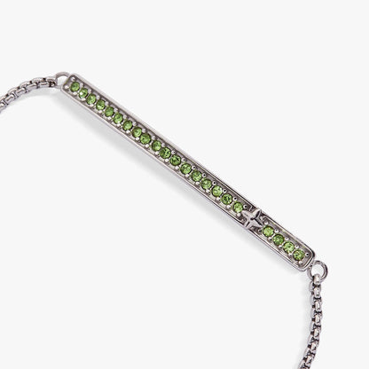 August Everyday Birthstone Pave Bolo Bracelet by ALEX AND ANI with green peridot stones on Tampa Home & Garden Store