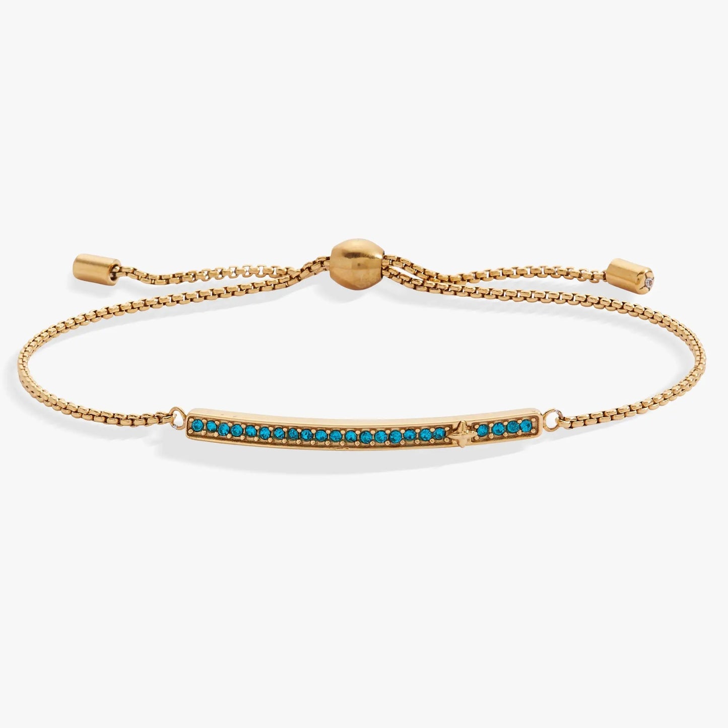 Bracelet, December Birthstone Pave Bolo, ALEX AND ANI, gold-tone with turquoise pave bar on Tampa Home & Garden Store