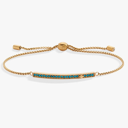 Bracelet, December Birthstone Pave Bolo, ALEX AND ANI, gold-tone with turquoise pave bar on Tampa Home & Garden Store