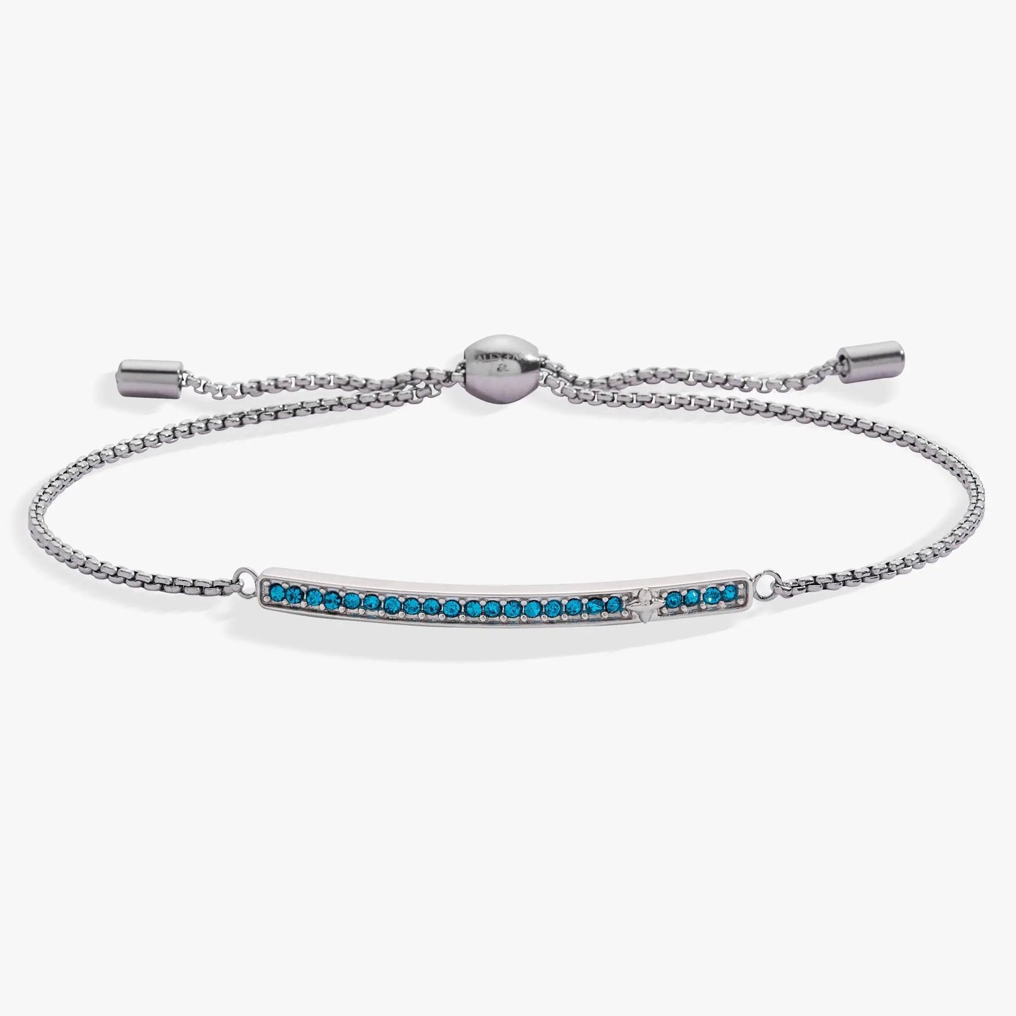 December Everyday Birthstone Pave Bolo Bracelet by ALEX AND ANI, silver with blue pave stones on Tampa Home & Garden Store