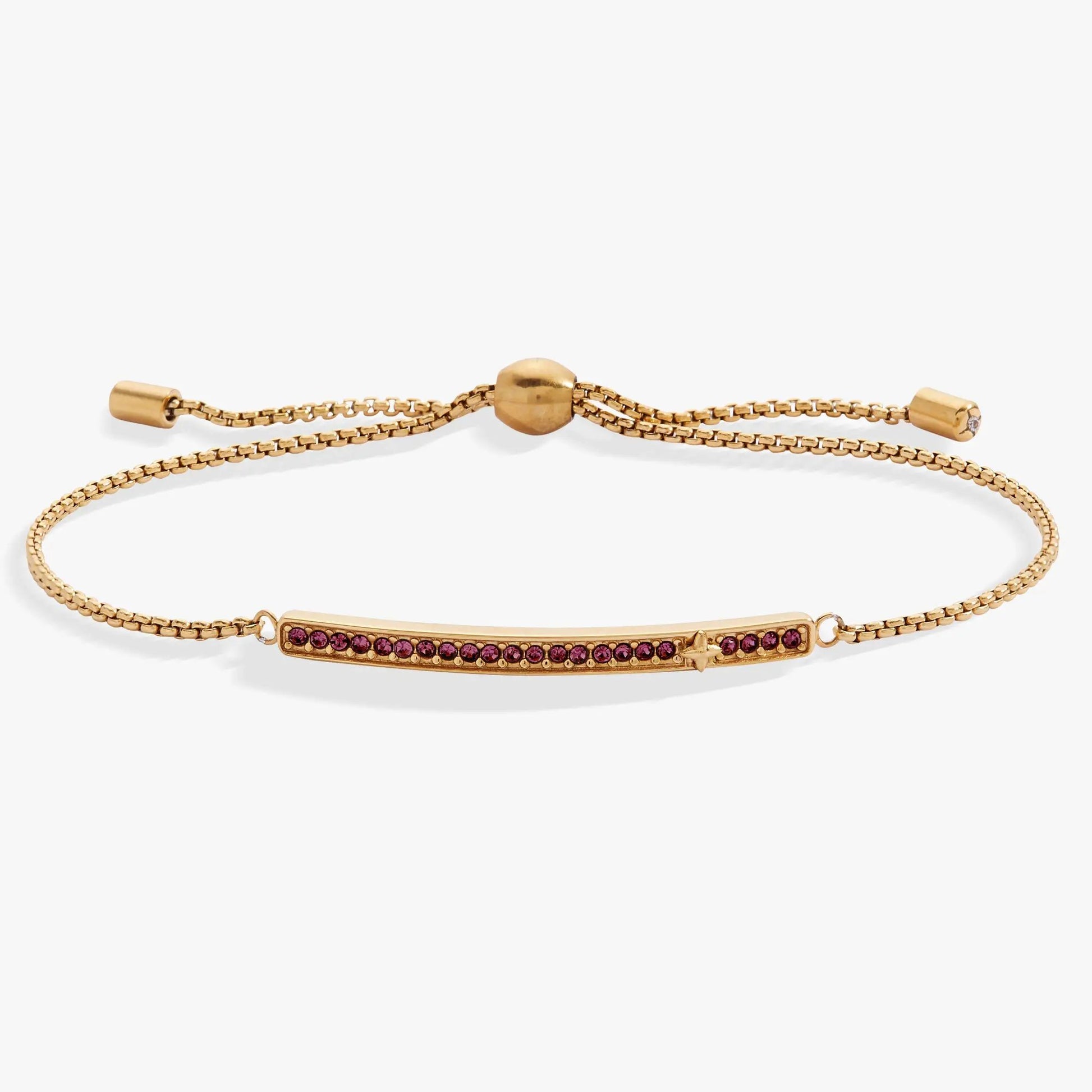 February Everyday Birthstone Pave Bolo Bracelet, gold-tone chain, purple pavé stones on Tampa Home & Garden Store