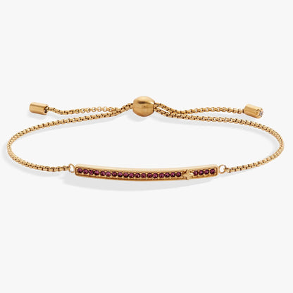 February Everyday Birthstone Pave Bolo Bracelet, gold-tone chain, purple pavé stones on Tampa Home & Garden Store