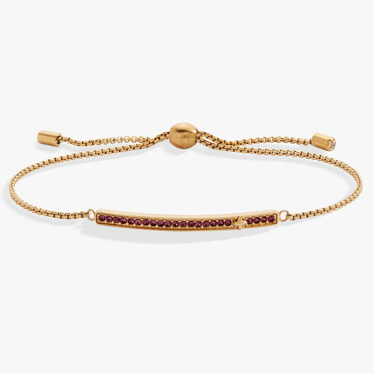 February Everyday Birthstone Pave Bolo Bracelet, gold-tone chain, purple pavé stones on Tampa Home & Garden Store