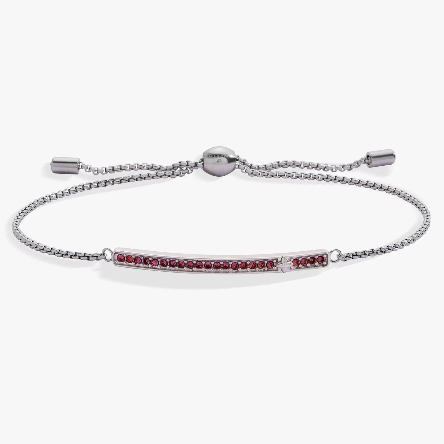 Bracelet: February Everyday Birthstone Pave Bolo by Alex and Ani in silver with pink pavé stones on Tampa Home & Garden Store