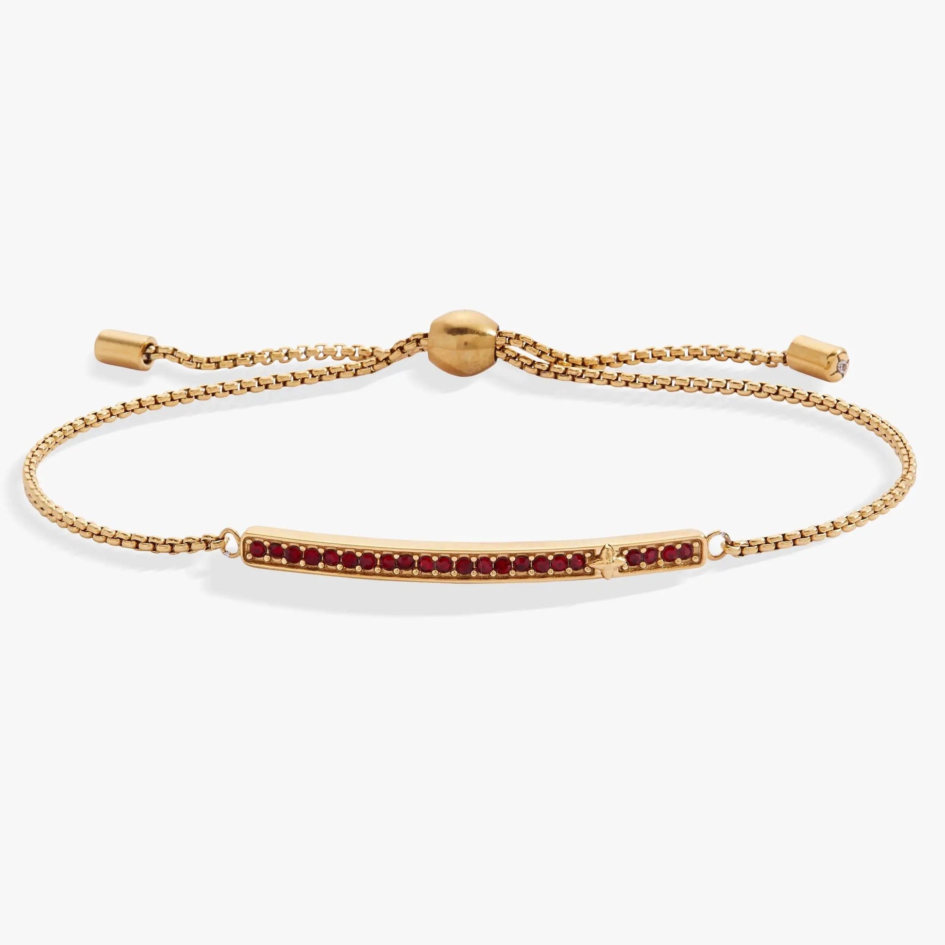 Bracelet January Birthstone Pave Bolo, gold-tone with red garnet stones by ALEX AND ANI on Tampa Home & Garden Store