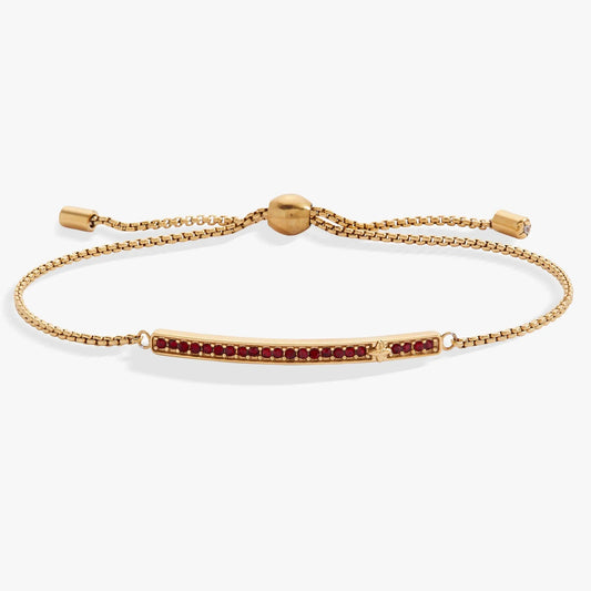 Bracelet January Birthstone Pave Bolo, gold-tone with red garnet stones by ALEX AND ANI on Tampa Home & Garden Store