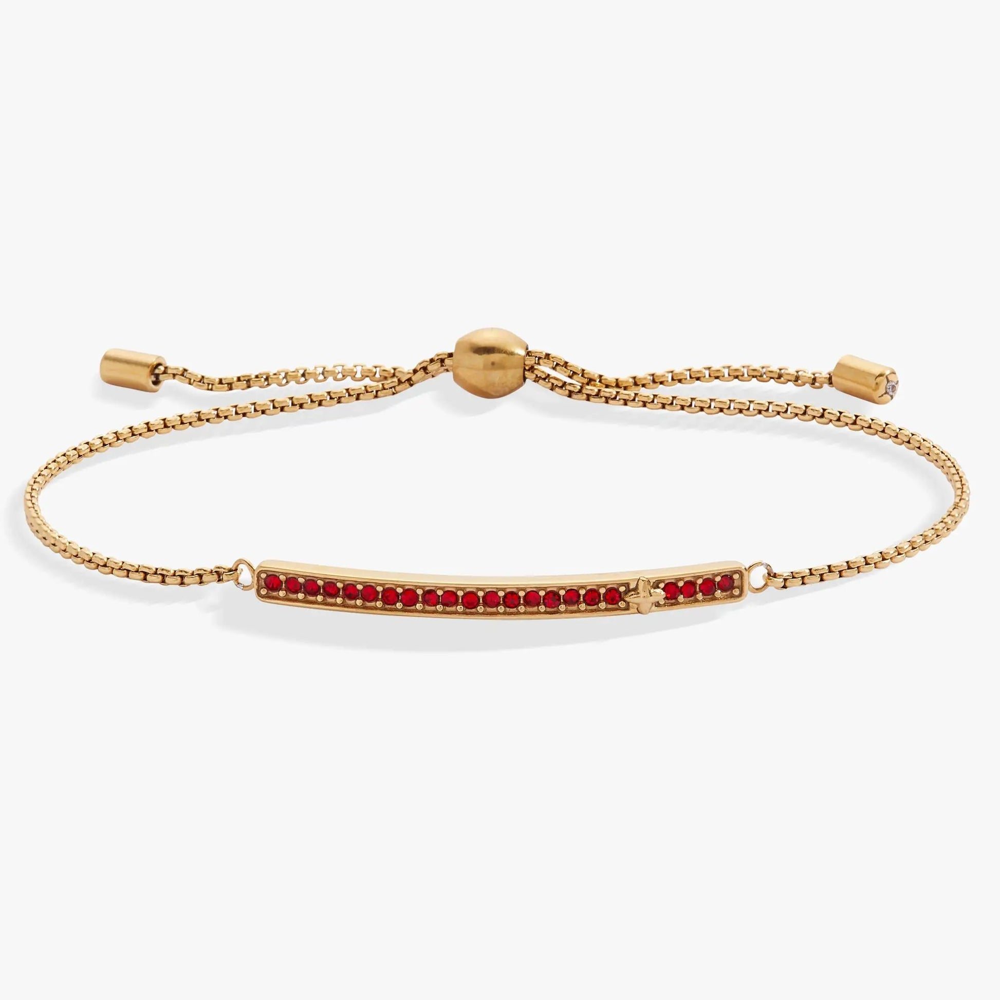 July Everyday Birthstone Pave Bolo Bracelet gold-tone with red pave stones by ALEX AND ANI on Tampa Home & Garden Store