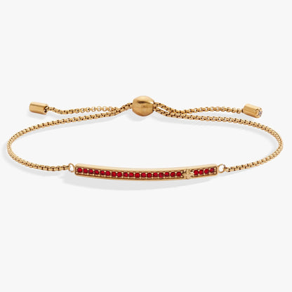July Everyday Birthstone Pave Bolo Bracelet gold-tone with red pave stones by ALEX AND ANI on Tampa Home & Garden Store