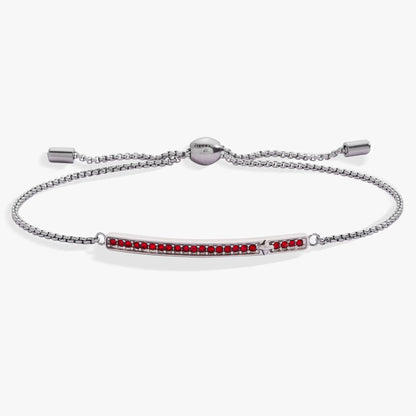 July Everyday Birthstone Pave Bolo Bracelet, silver chain with red pavé stones by ALEX AND ANI on Tampa Home & Garden Store