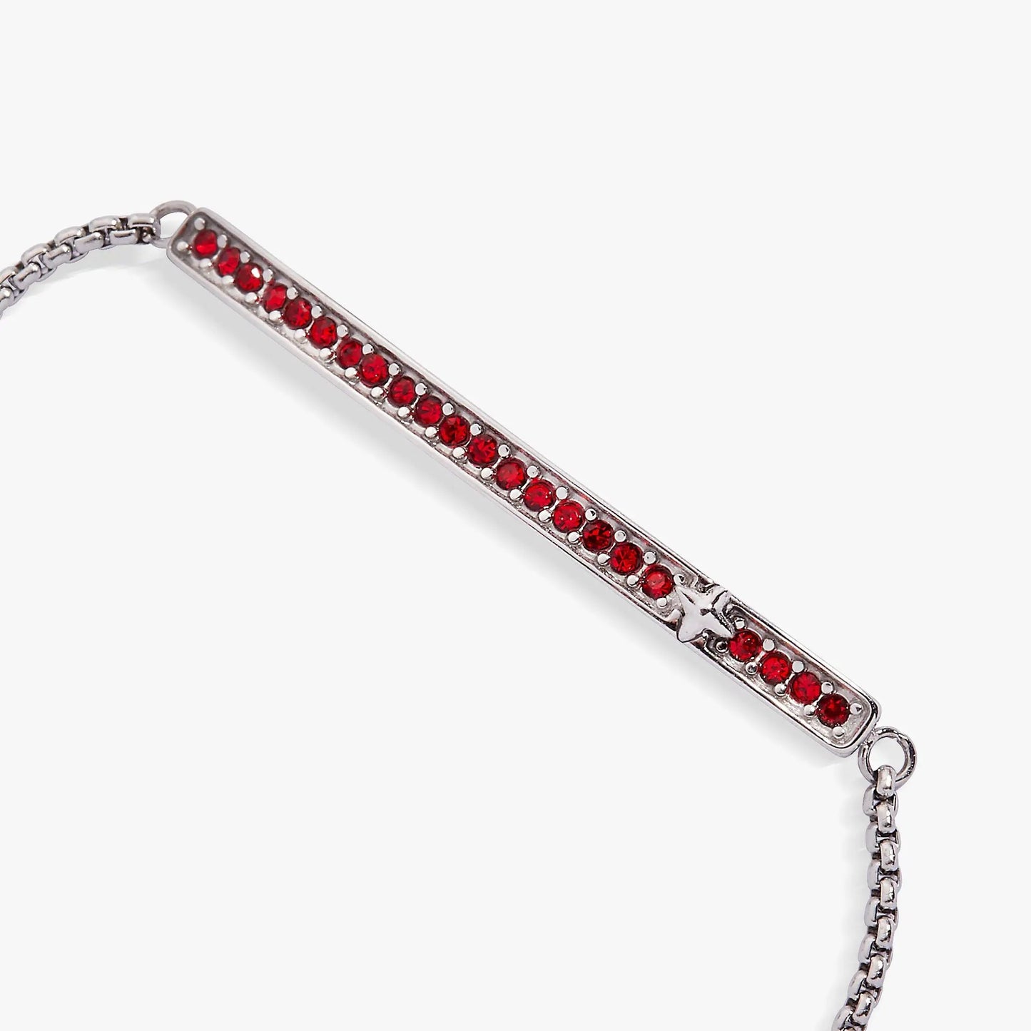 Bracelet July Birthstone Pave Bolo by ALEX AND ANI with red pavé stones on silver bar on Tampa Home & Garden Store