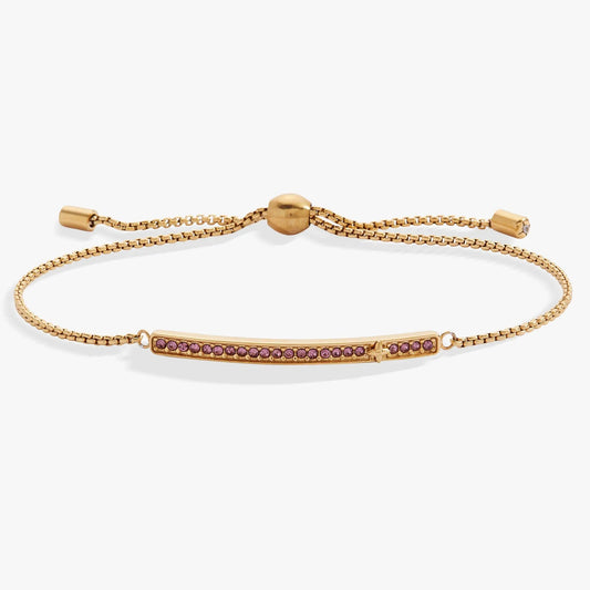 June Everyday Birthstone Pave Bolo Bracelet by Alex and Ani, gold with pink pave stones on Tampa Home & Garden Store