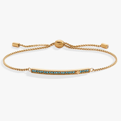March Everyday Birthstone Bolo Bracelet by Alex and Ani in gold-tone with blue stones, adjustable on Tampa Home & Garden Store