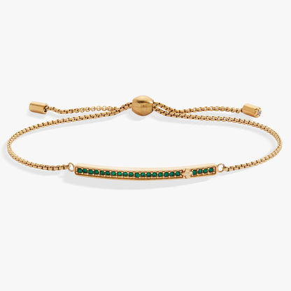 May Birthstone Pave Bolo Bracelet with Emerald