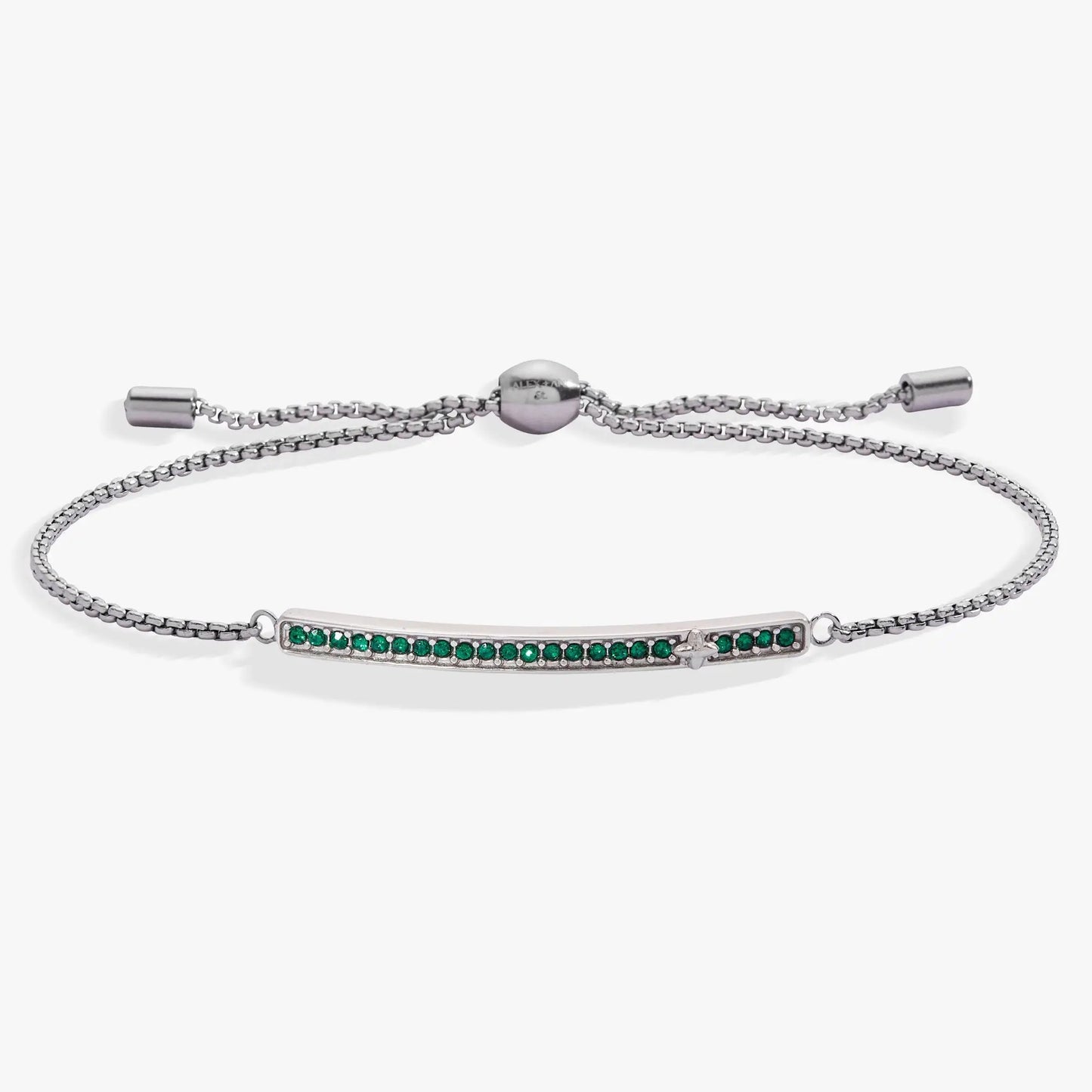 May Birthstone Pave Bolo Bracelet with Emerald