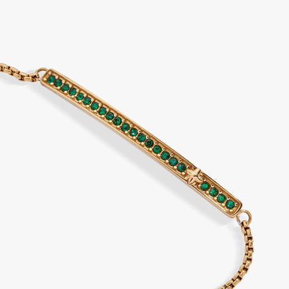 May Birthstone Pave Bolo Bracelet with Emerald