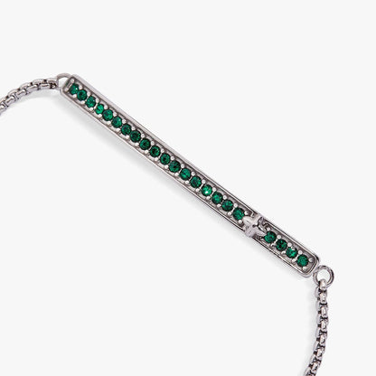 May Birthstone Pave Bolo Bracelet with Emerald