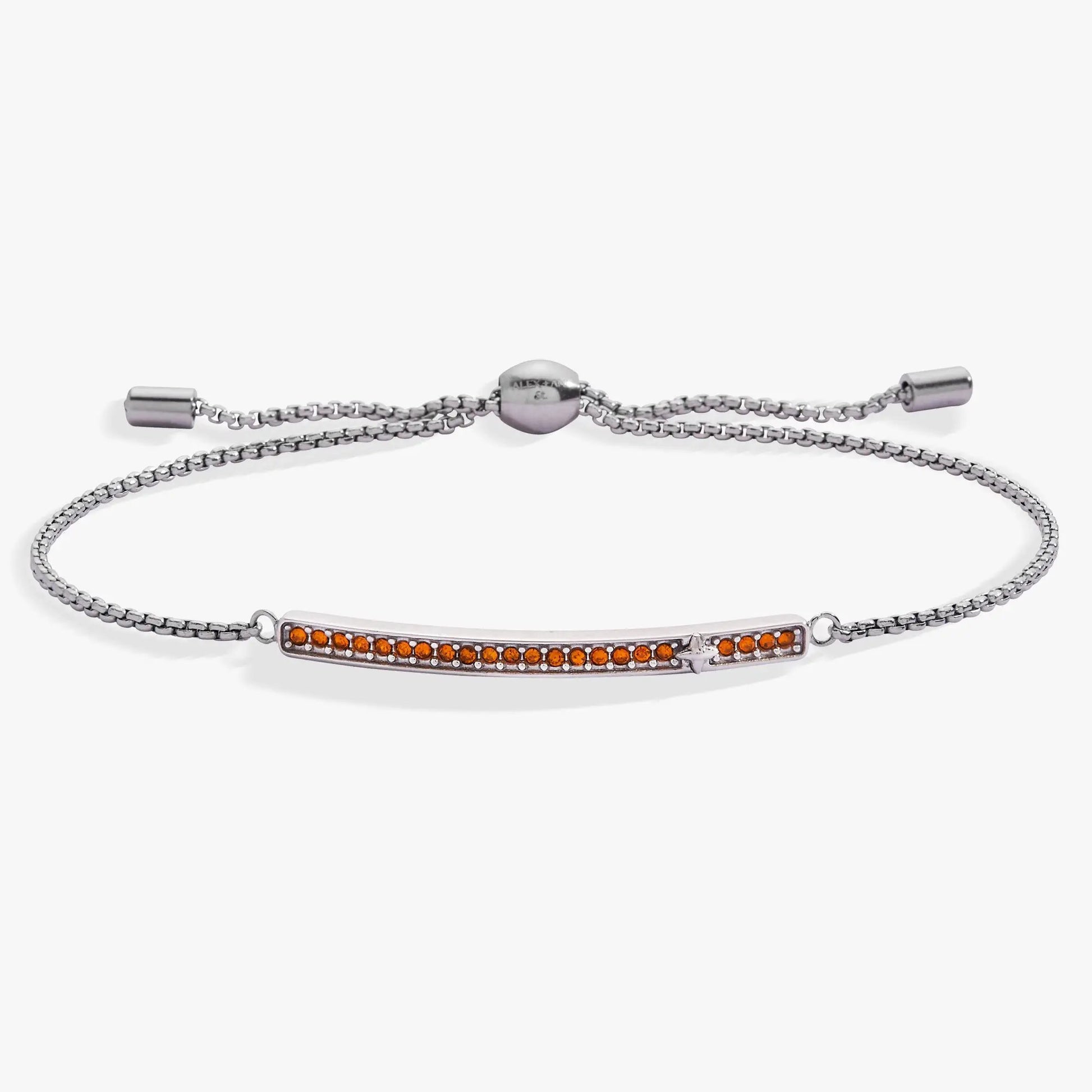 Bracelet November Everyday Birthstone Pave Bolo by ALEX AND ANI with orange stones on Tampa Home & Garden Store