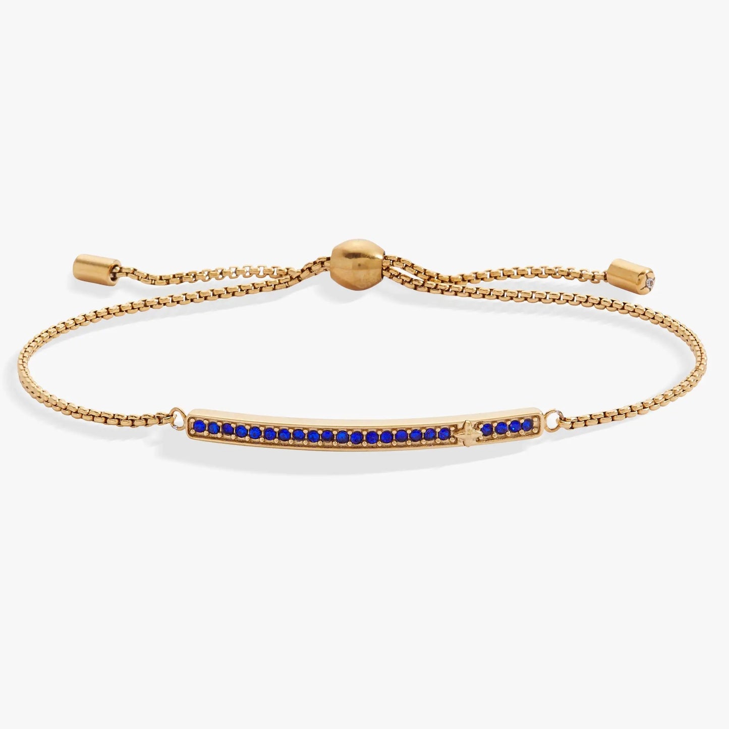 Birthstone Pave Bolo Bracelet gold tone with blue pave stones by ALEX AND ANI on Tampa Home & Garden Store