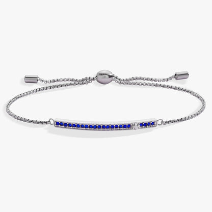 September Birthstone Pave Bolo Bracelet by Alex and Ani with blue pave stones on silver chain on Tampa Home & Garden Store