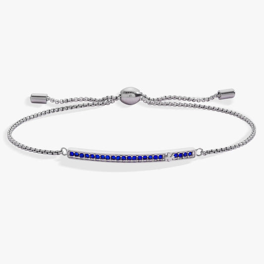 September Birthstone Pave Bolo Bracelet by Alex and Ani with blue pave stones on silver chain on Tampa Home & Garden Store