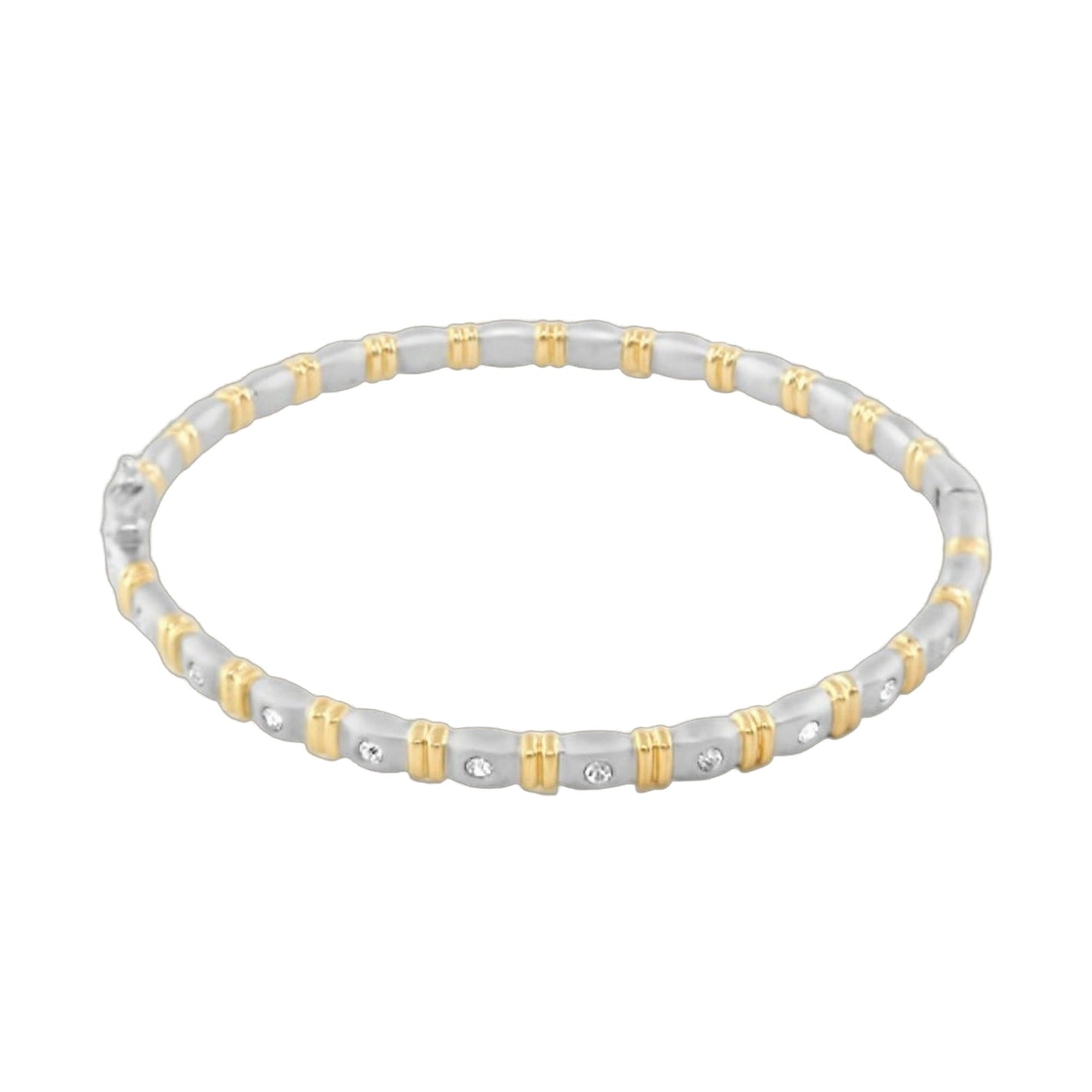 Axis LGA Gold and Rhodium Stackable Bracelet with gray beads and gold spacers on Tampa Home & Garden Store