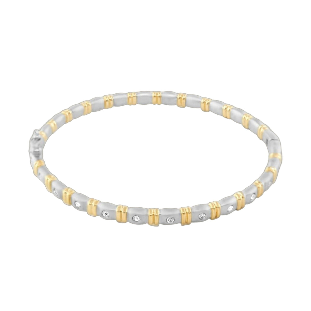 Axis LGA Gold and Rhodium Stackable Bracelet with gray beads and gold spacers on Tampa Home & Garden Store
