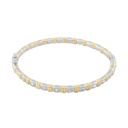 Axis LGA Gold and Rhodium Stackable Bracelet with gray beads and gold spacers on Tampa Home & Garden Store