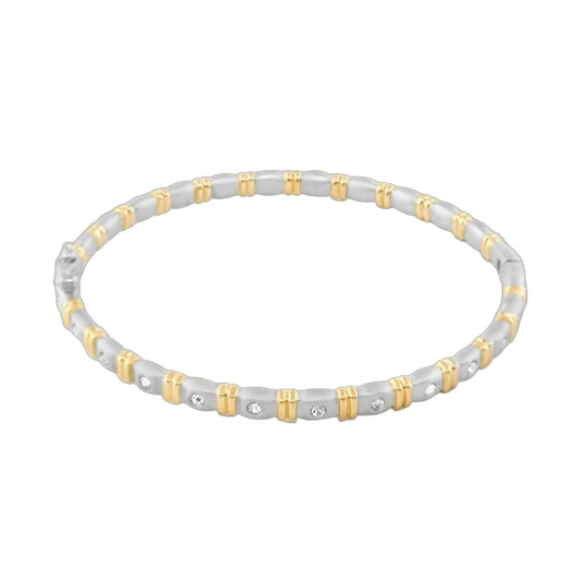 Axis LGA Gold and Rhodium Stackable Bracelet with gray beads and gold spacers on Tampa Home & Garden Store