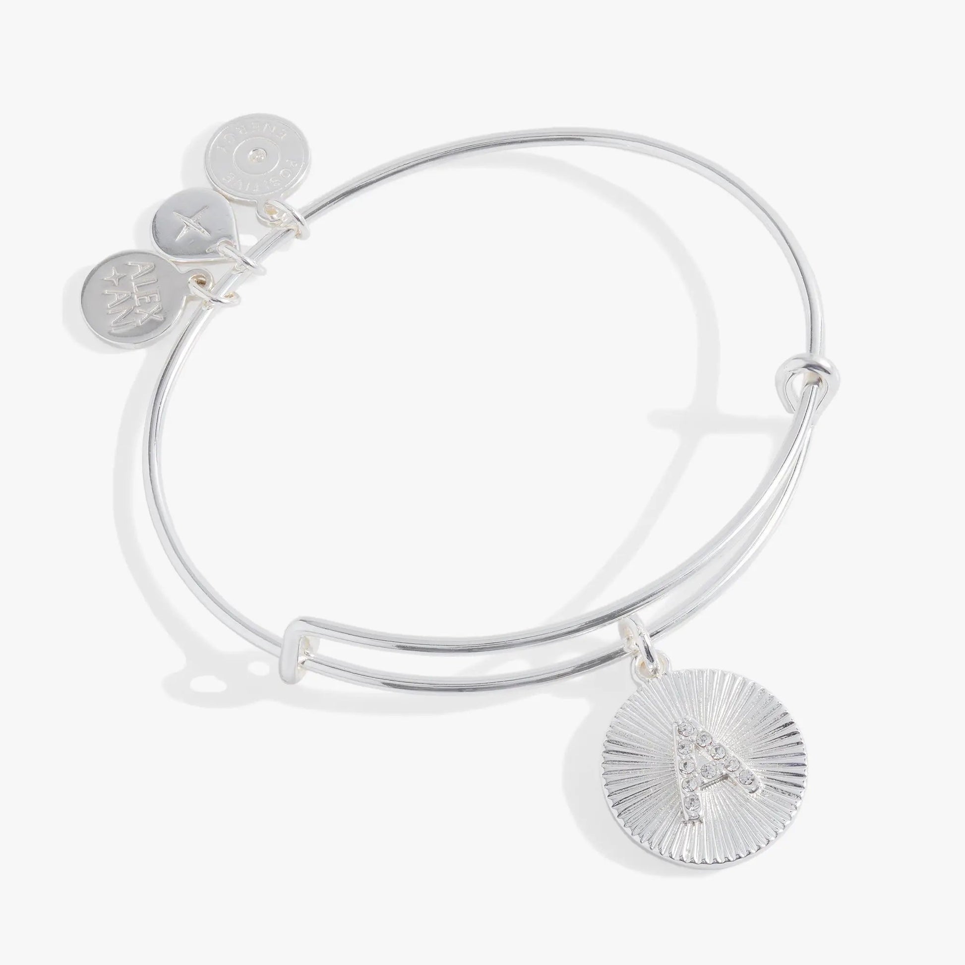 Initial A Pave Starburst Texture Bangle silver-tone bracelet by ALEX AND ANI on Tampa Home & Garden Store