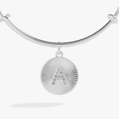 Initial A Pave Starburst Texture Bangle silver-tone by ALEX AND ANI on Tampa Home & Garden Store