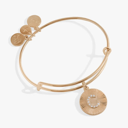 Initial C Pave Starburst Texture Bangle set of 3 in rose-gold with ALEX AND ANI charms on Tampa Home & Garden Store