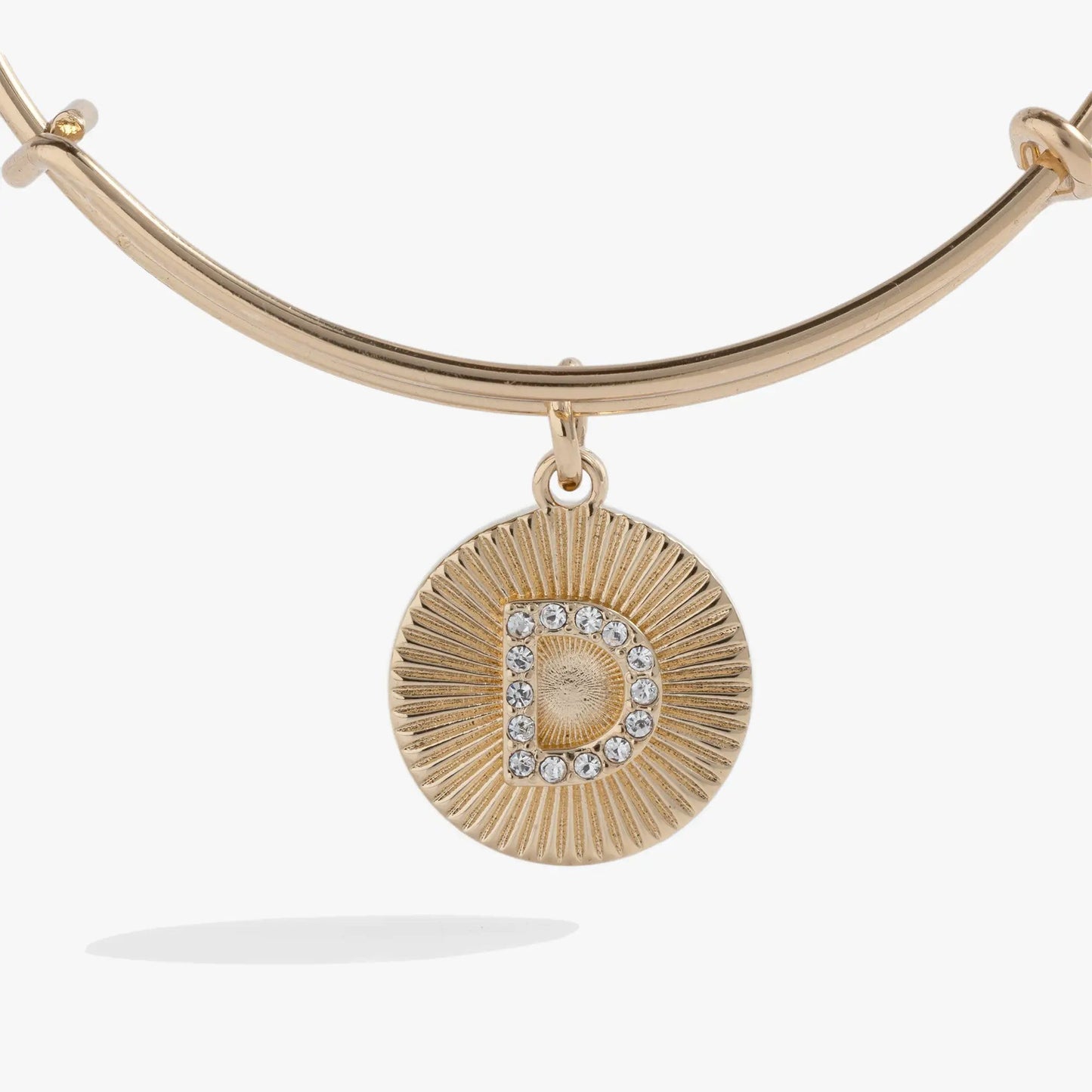 Initial D Pave Starburst Texture Bangle with sunburst pendant gold-tone by ALEX AND ANI on Tampa Home & Garden Store