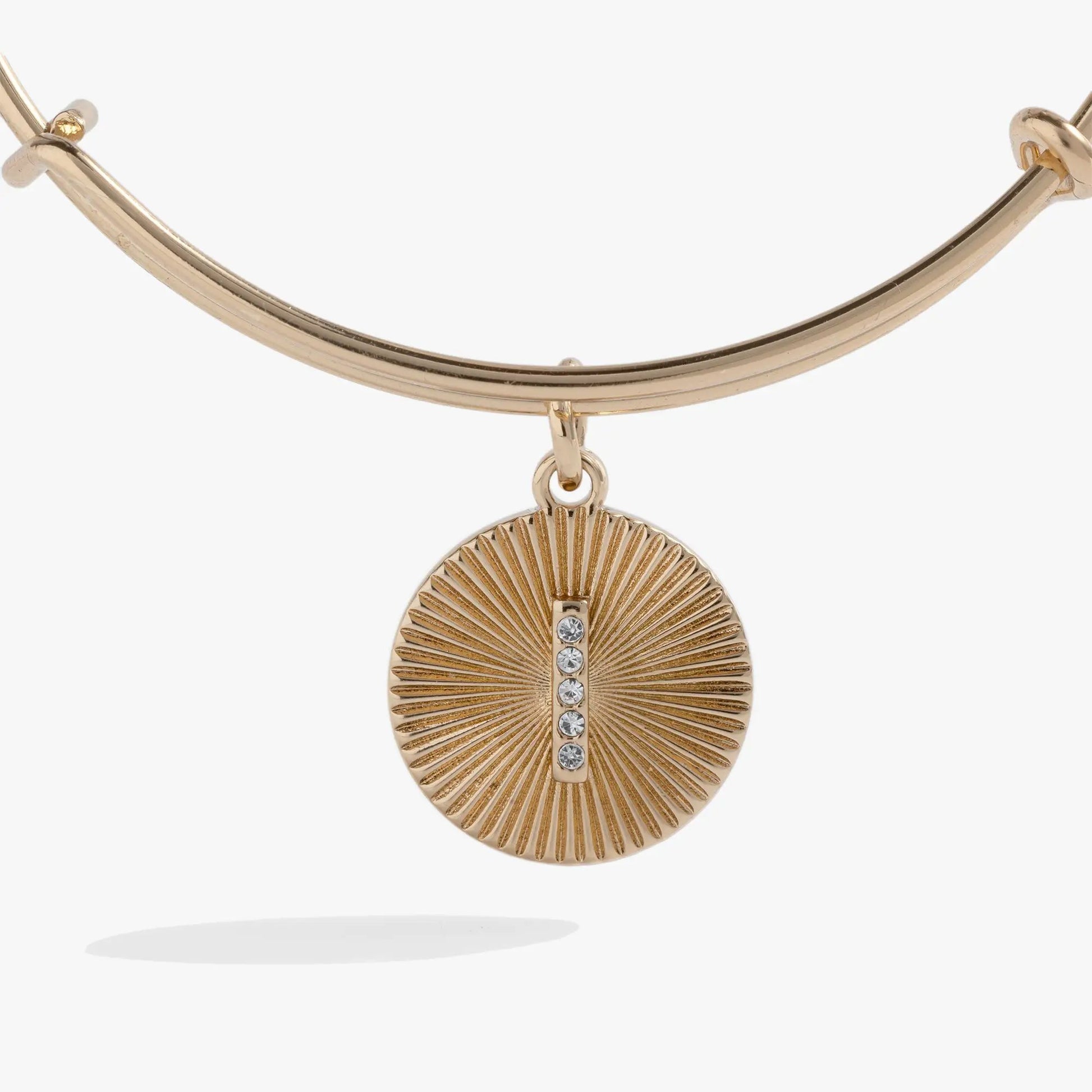 Bracelet Initial I Pave Starburst Texture Bangle by ALEX AND ANI gold-tone pavé crystals on Tampa Home & Garden Store