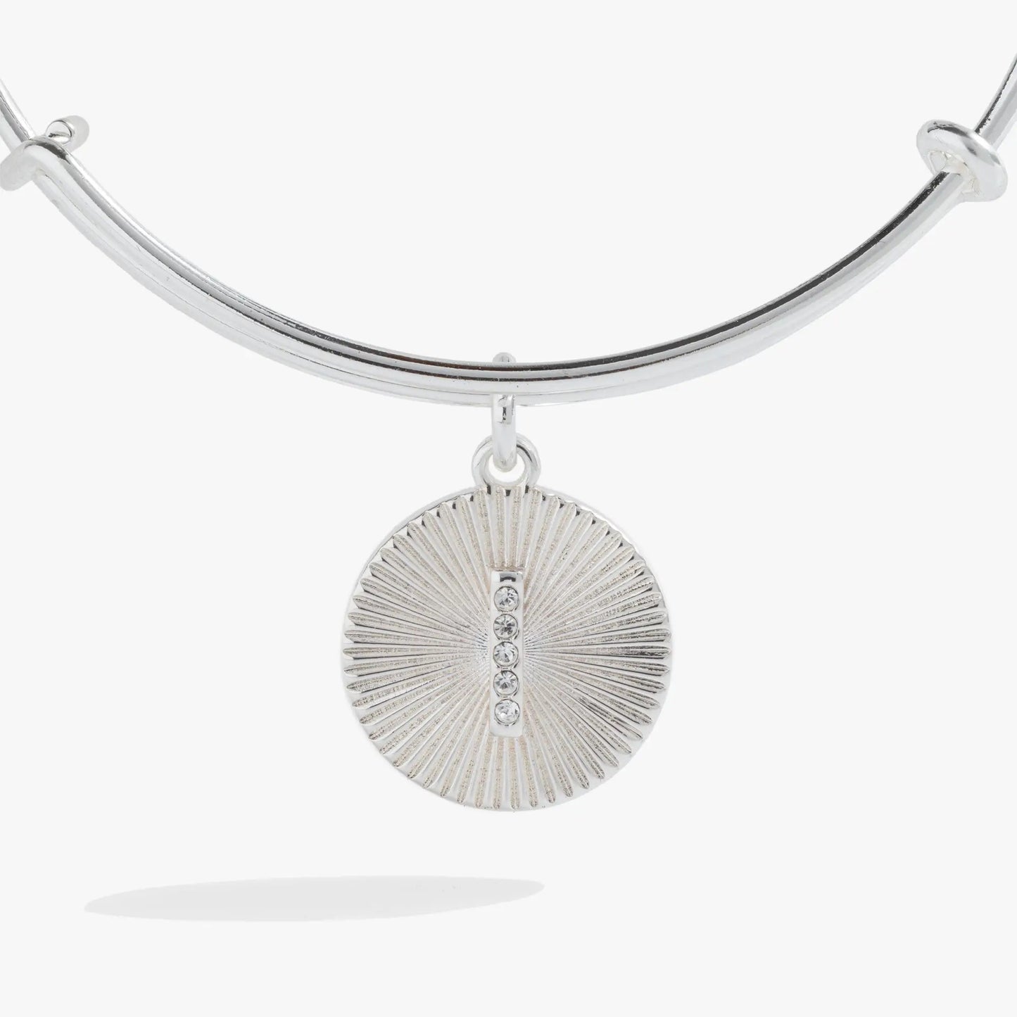 Initial I Pave Starburst Texture Bangle silver tone bracelet with pave pendant by ALEX AND ANI on Tampa Home & Garden Store