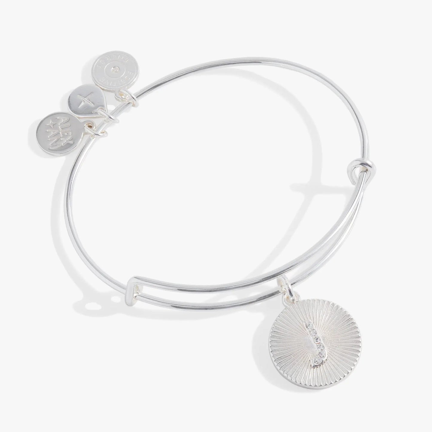 Pave Starburst Texture Initial Letter Bangle