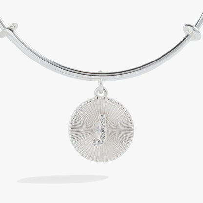 Pave Starburst Texture Initial Letter Bangle