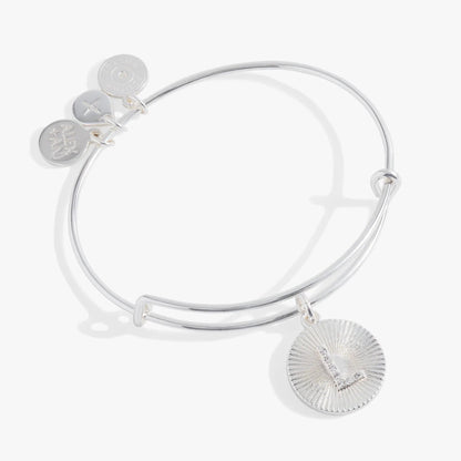 Bracelet Initial L Pave Starburst Texture Bangle with 3 silver-tone charms by Alex and Ani on Tampa Home & Garden Store
