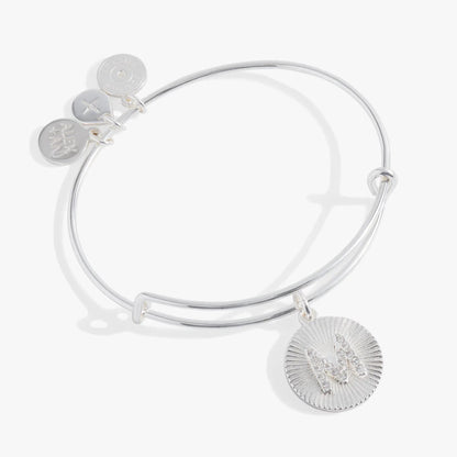 Initial M pave starburst texture silver-tone bangle bracelet with pavé charms by Alex and Ani on Tampa Home & Garden Store