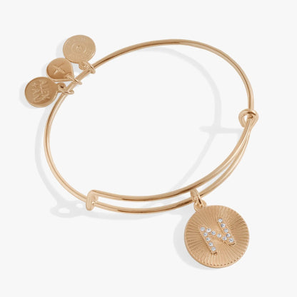 Pave Starburst Texture Initial Bangle Charm