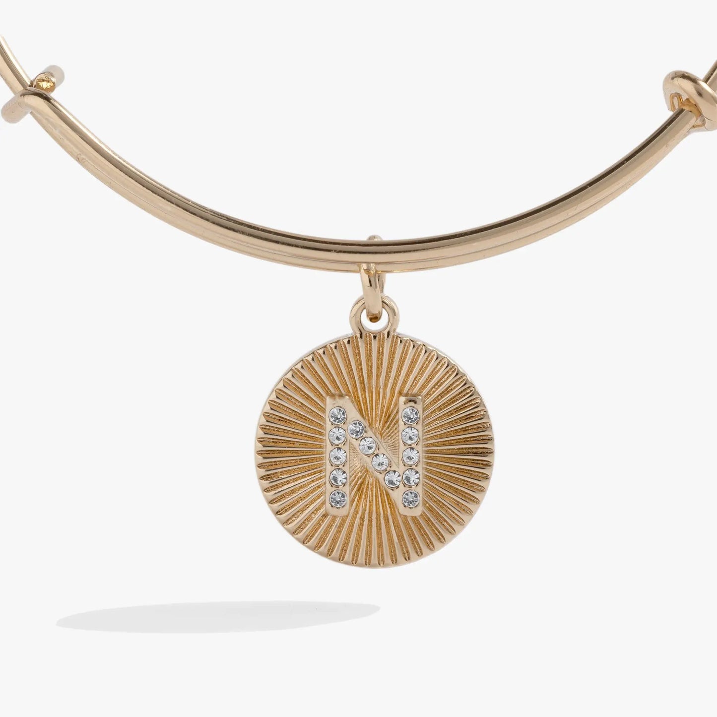 Pave Starburst Texture Initial Bangle Charm