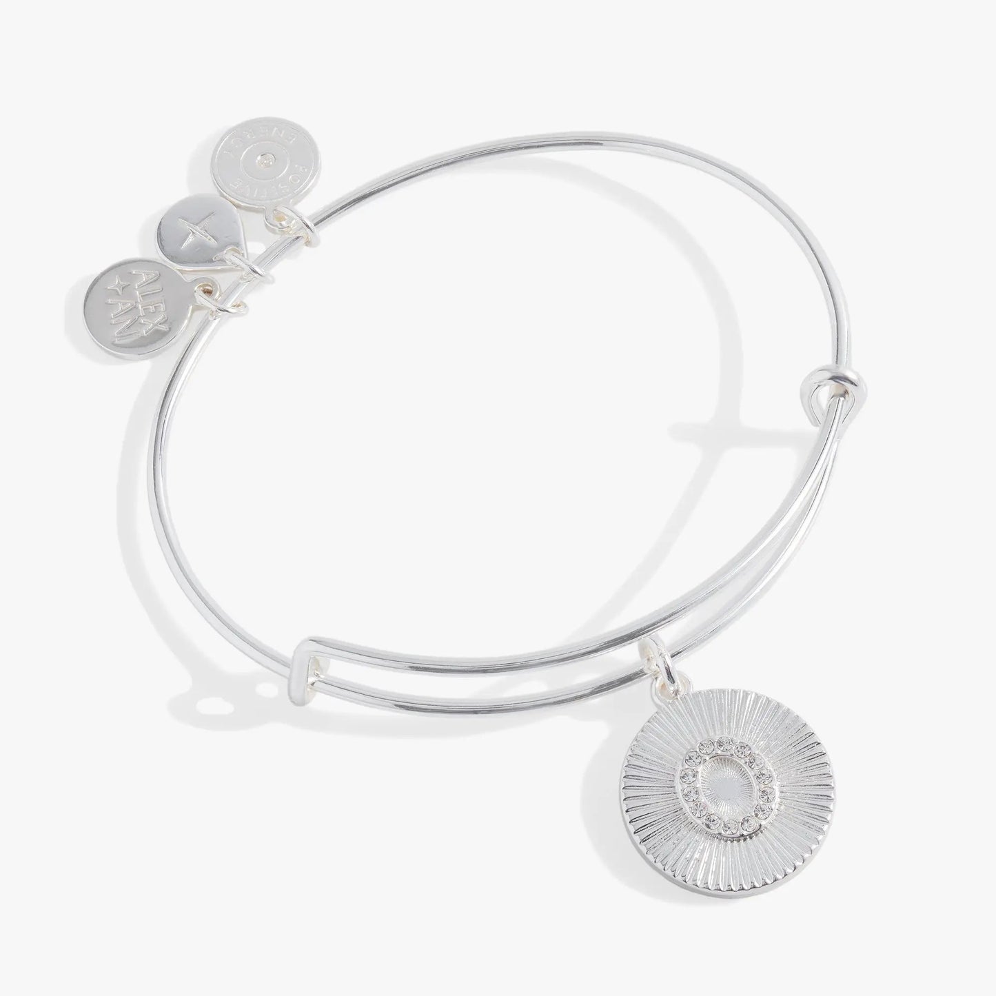 Initial O pave starburst texture bangle bracelet in silver tone with crystal accents Alex and Ani on Tampa Home & Garden Store
