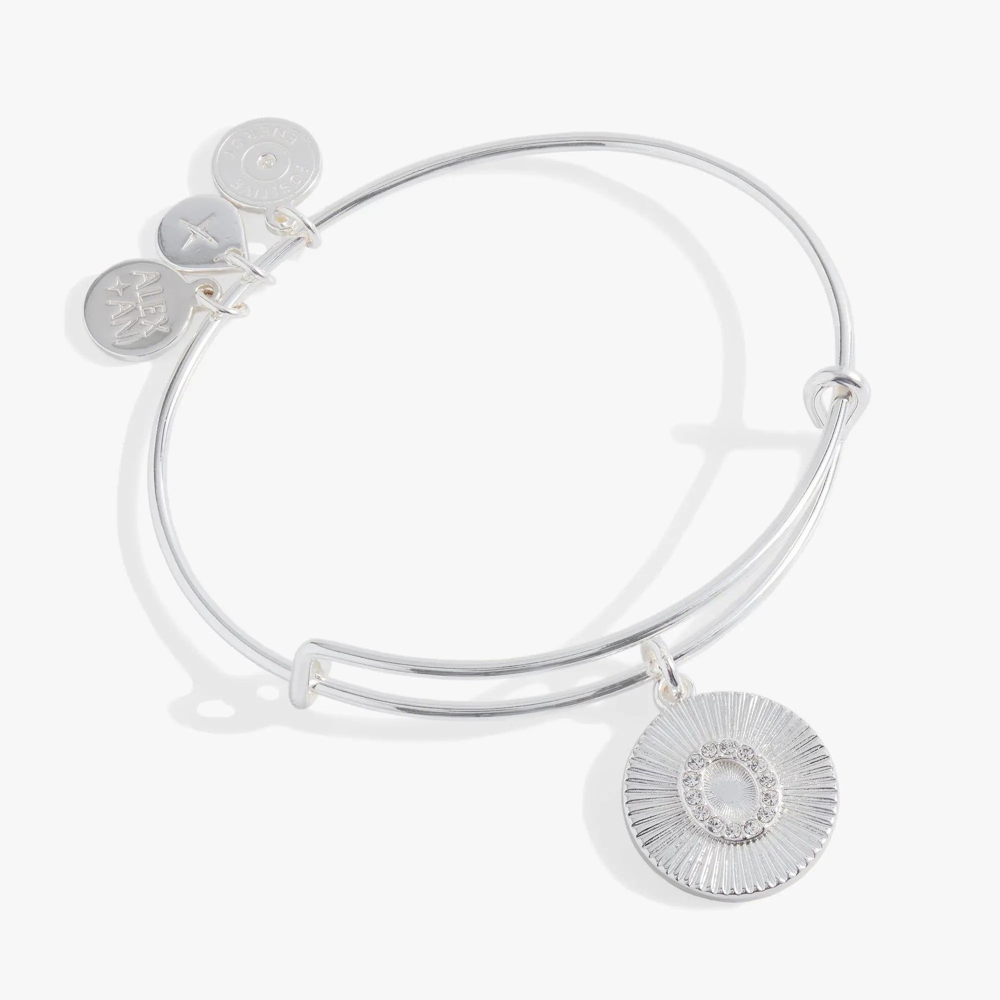 Initial O pave starburst texture bangle bracelet in silver tone with crystal accents Alex and Ani on Tampa Home & Garden Store