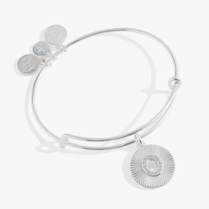 Initial O pave starburst texture bangle bracelet in silver tone with crystal accents Alex and Ani on Tampa Home & Garden Store