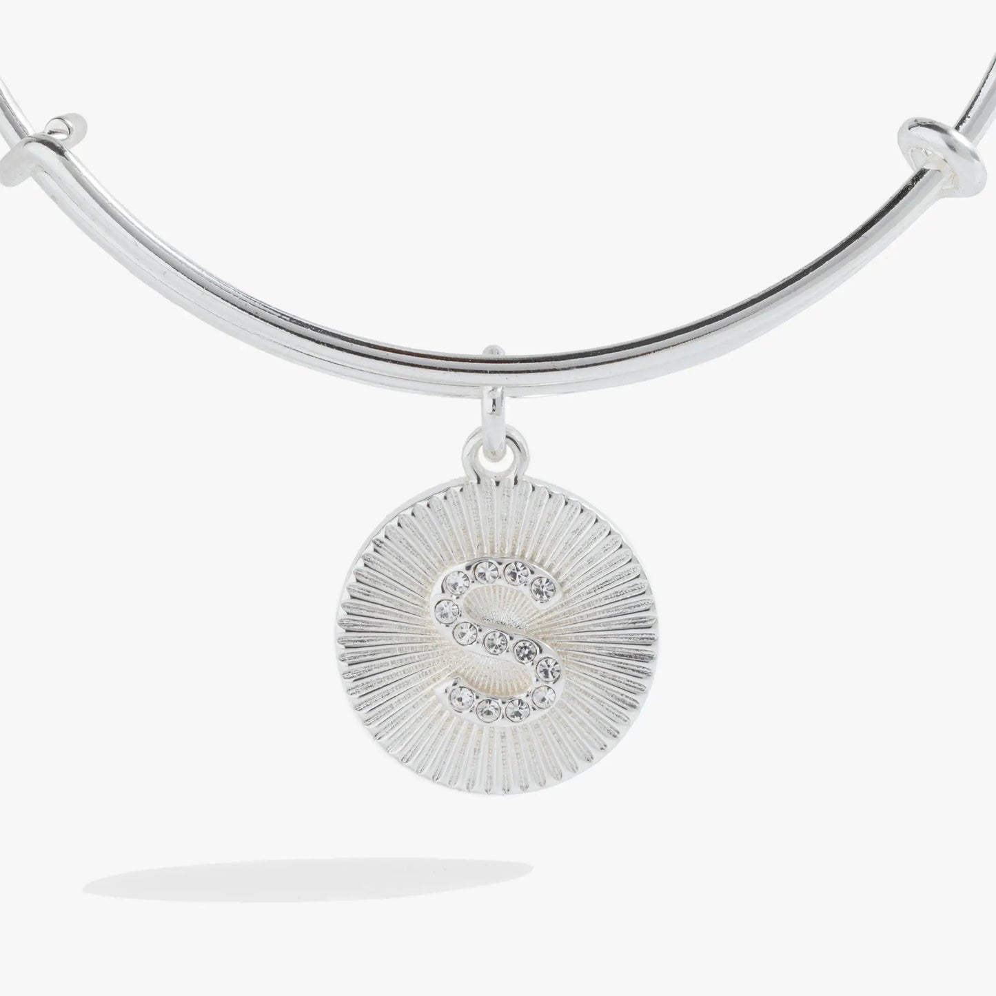 Initial S Pave Starburst Texture Bangle Bracelet